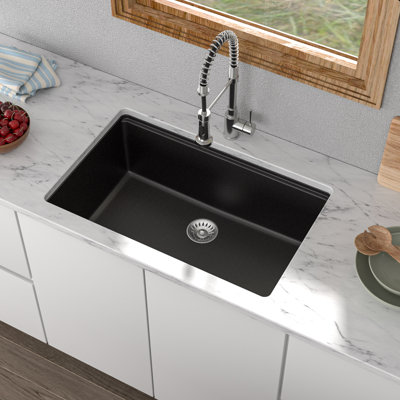 28" L X 19" W Undermount Granite Composite Kitchen Sink Single Bowl Quartz Kitchen Sink Workstation