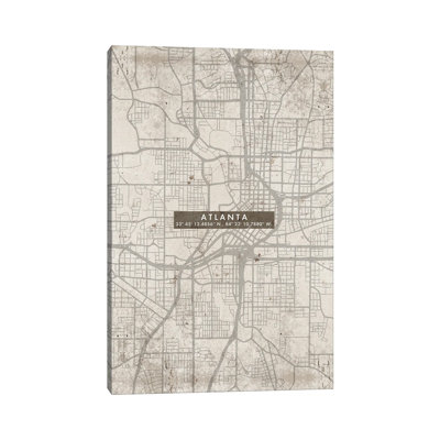 Atlanta City Map Abstract - Wrapped Canvas Print