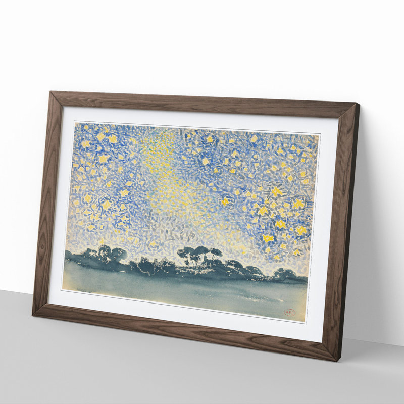 Landscape with Stars Vol.1 by Henri-Edmond Cross - Picture Frame Painting, 27cm H x 36cm W x 2cm D, Walnut Framed