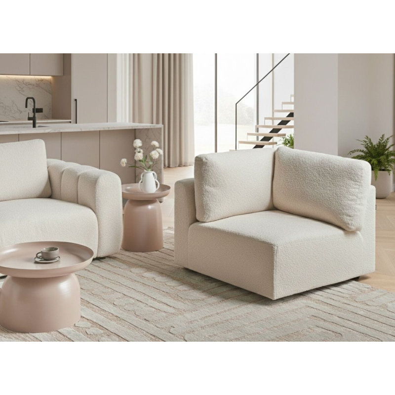 Blerata 1 Seater Seating Component, Left Hand Facing, Off White Boucle