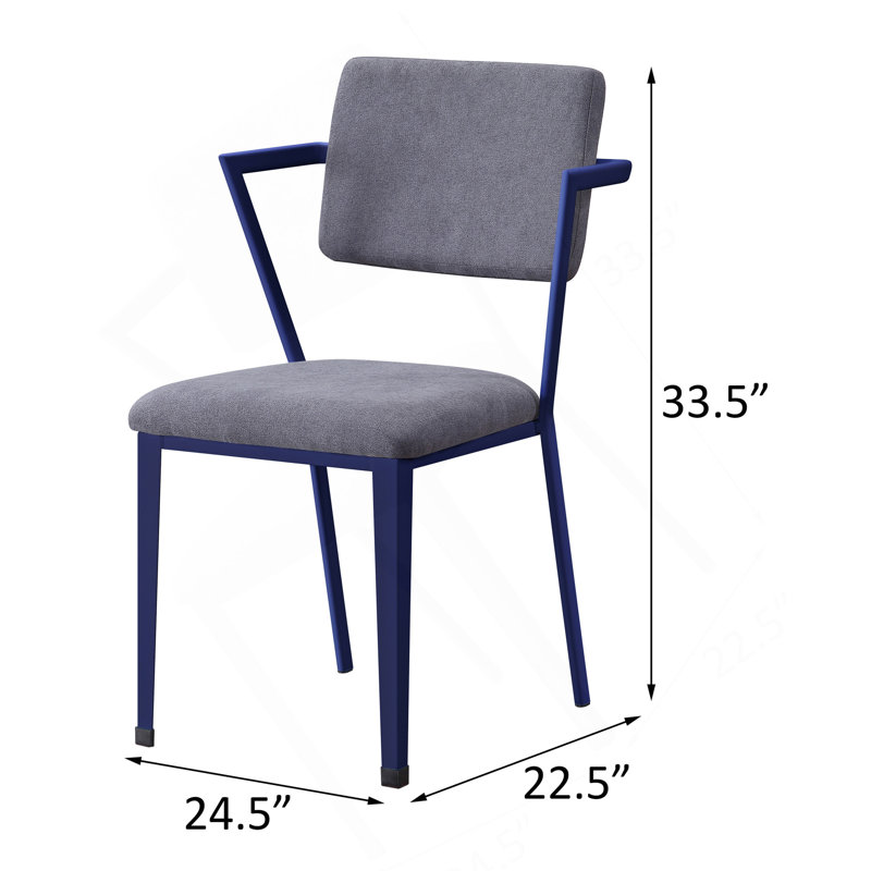 Chaise de bureau rembourrée grise et bleue, Bleu