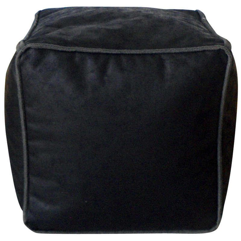 Pouf carré en similicuir de 15,75 po de large Tannehill, Noir