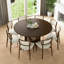 Table de salle à manger ronde en bois massif avec piédestal en rotin-644926031-644926003