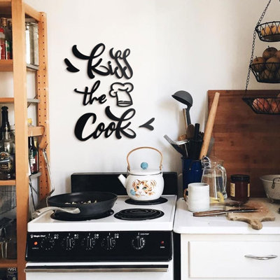Décoration murale en métal Kiss The Cook, ensemble de 6 pièces amusantes pour la salle à manger ou le bar