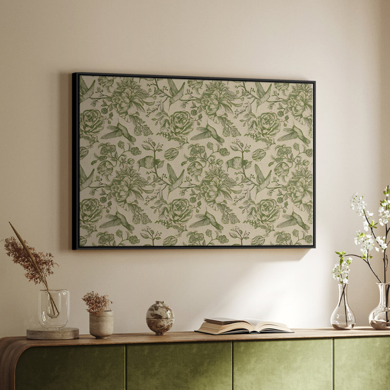 Botanique rétro - CX, Toile avec cadre flottant, H 27 po x l 41 po, Noir
