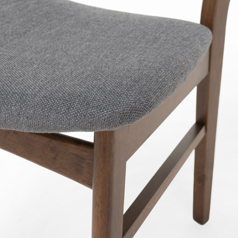 Chaise d'appoint en bois massif Barros, Gris foncé, Noyer