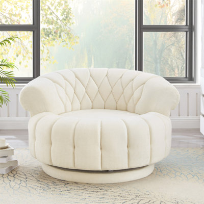 Fauteuil d'appoint pivotant à 360 ° Fauteuil pivotant demi-tonneau Fauteuil club rond pour salon et chambre à coucher