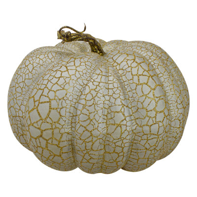 7" Crackled Fall Harvest Pumpkin Decoration