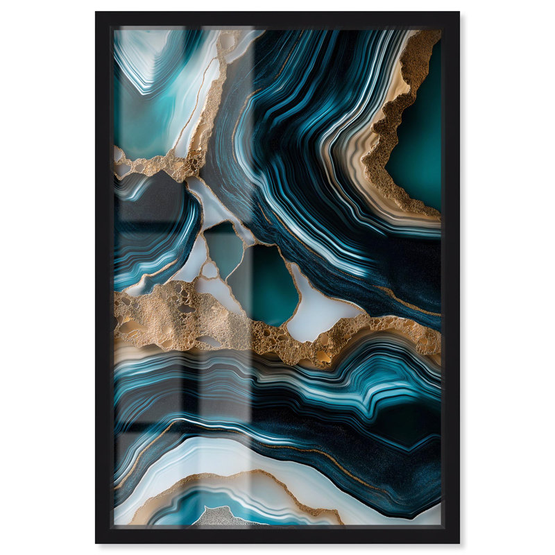 Art mural bleu sarcelle Teal Tectonic II, H 16 po x l 11 po, Noir