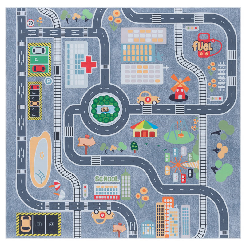 Tapis performance lavable à la machine pour enfants Tacoma, Carré 5 pi