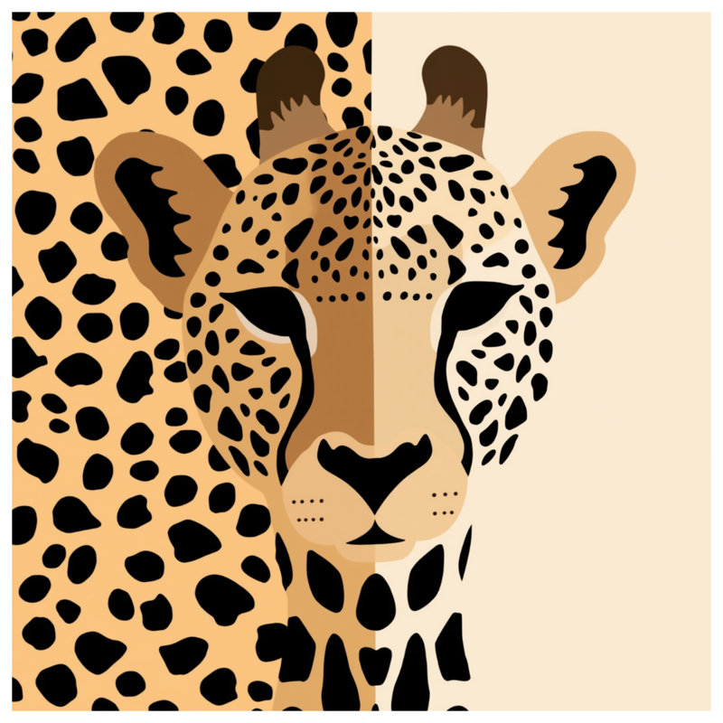 Rideaux de fenêtre Cheetah Illustration Art, 50 po x 80 po - 1 panneau, Transparent