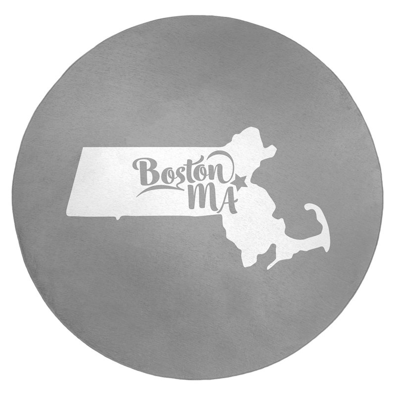 Tapis de la zone grise boston massachusetts poly chenille, Rond 5 pi