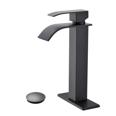 Robinet de lavabo de salle de bain à poignée simple avec bonde escamotable Waterfall