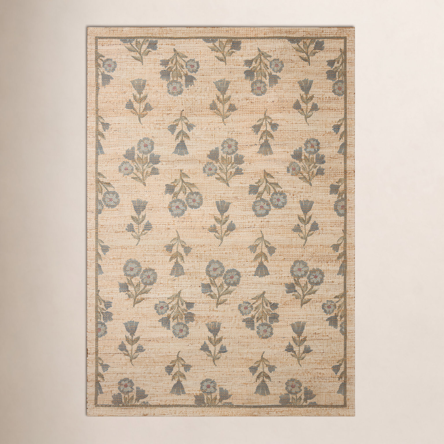 Rue Moss / Blue Area Rug, Rectangle 5' x 7'6"