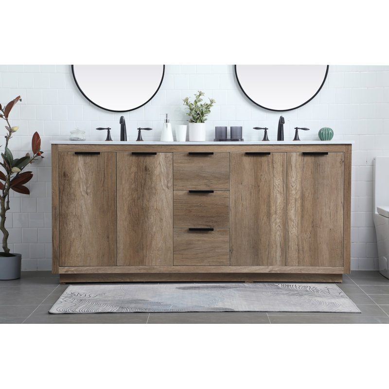 Meuble-lavabo double 72 po avec plateau en marbre d'ingénierie Broadlands
