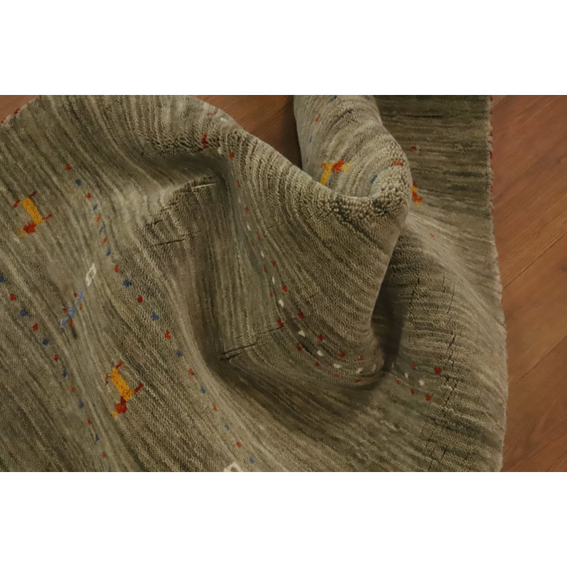 Little Animals Design Wool Gabbeh Style Runner Rug 2x5