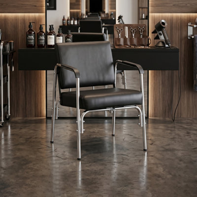 Chaises d'appoint réglables, fauteuil de shampooing inclinable moderne en polyuréthane noir