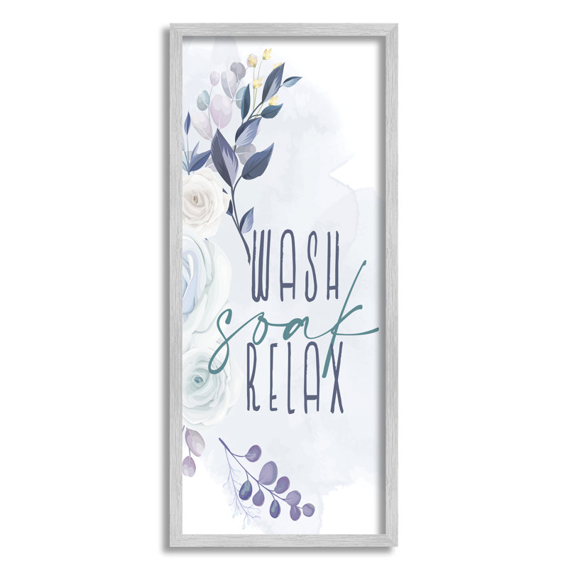 «Wash Soak Relax Sentiment Spring Roses Blooming», art textuel sur bois, H 30 po x l 13 po x P 1,5 po