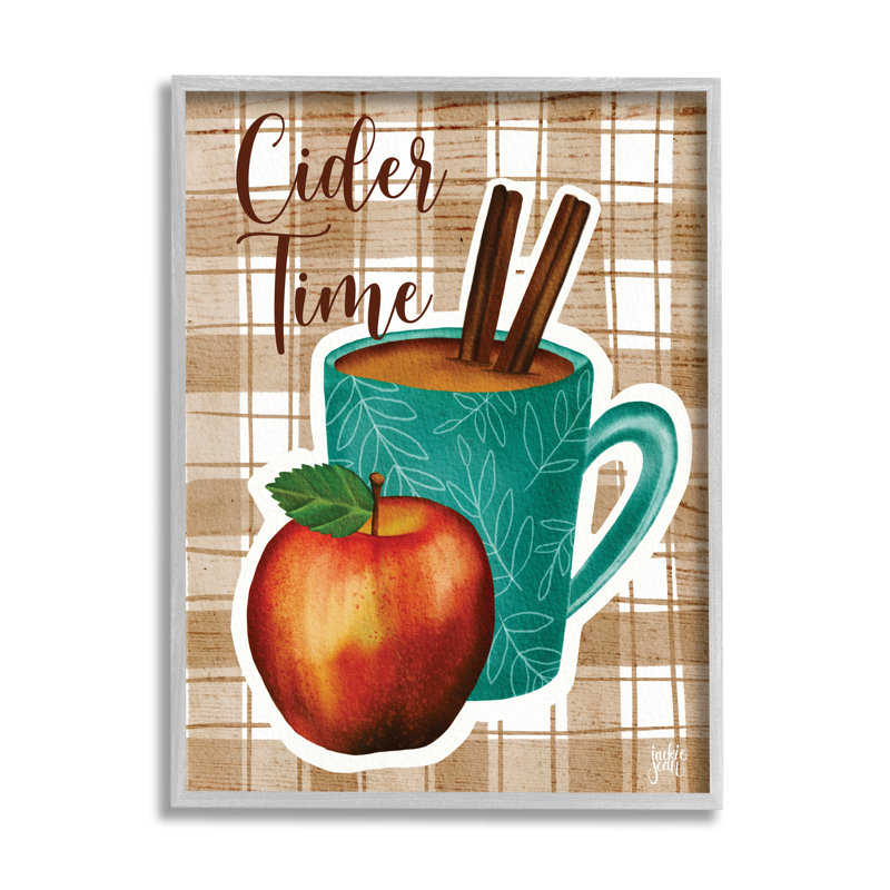 «Warm Apple Cider Time Beverage Brown Farm Plaid», impression sur toile, Estampe numérique Farmhouse