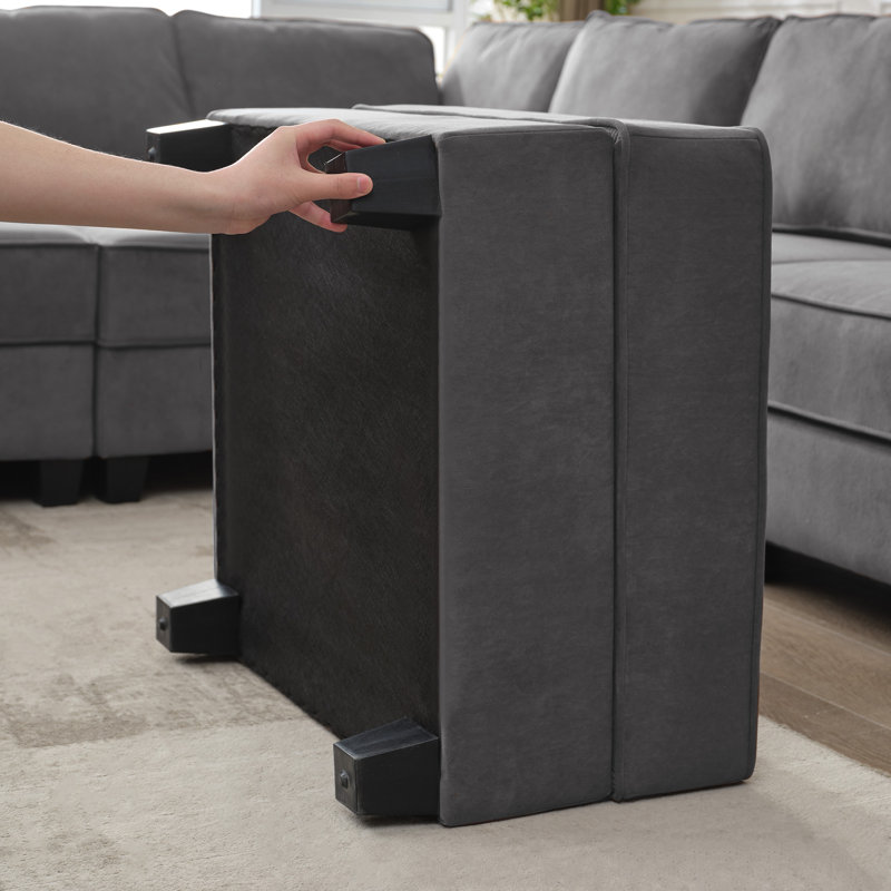 Canapé modulaire 3 pièces Zanib, Velours gris
