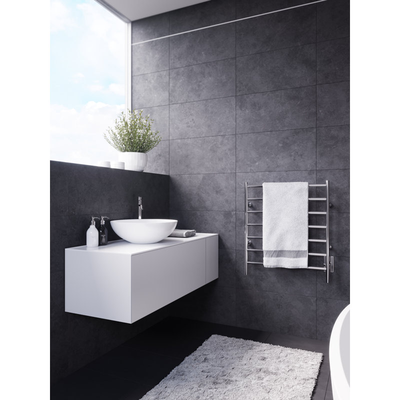 Chauffe-serviettes électrique mural 24 po x 60 po Kontour Linear - nickel brossé, câblé , H 60 po x l 24 po x P 4 po, Câblé