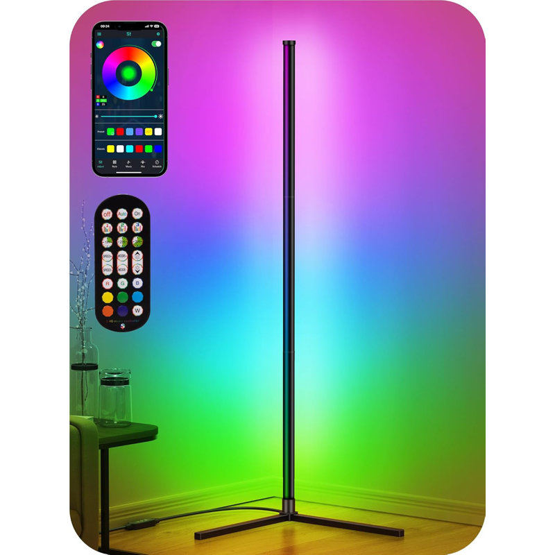 Lampe d'angle à DEL, lampe d'angle RVB avec application et télécommande