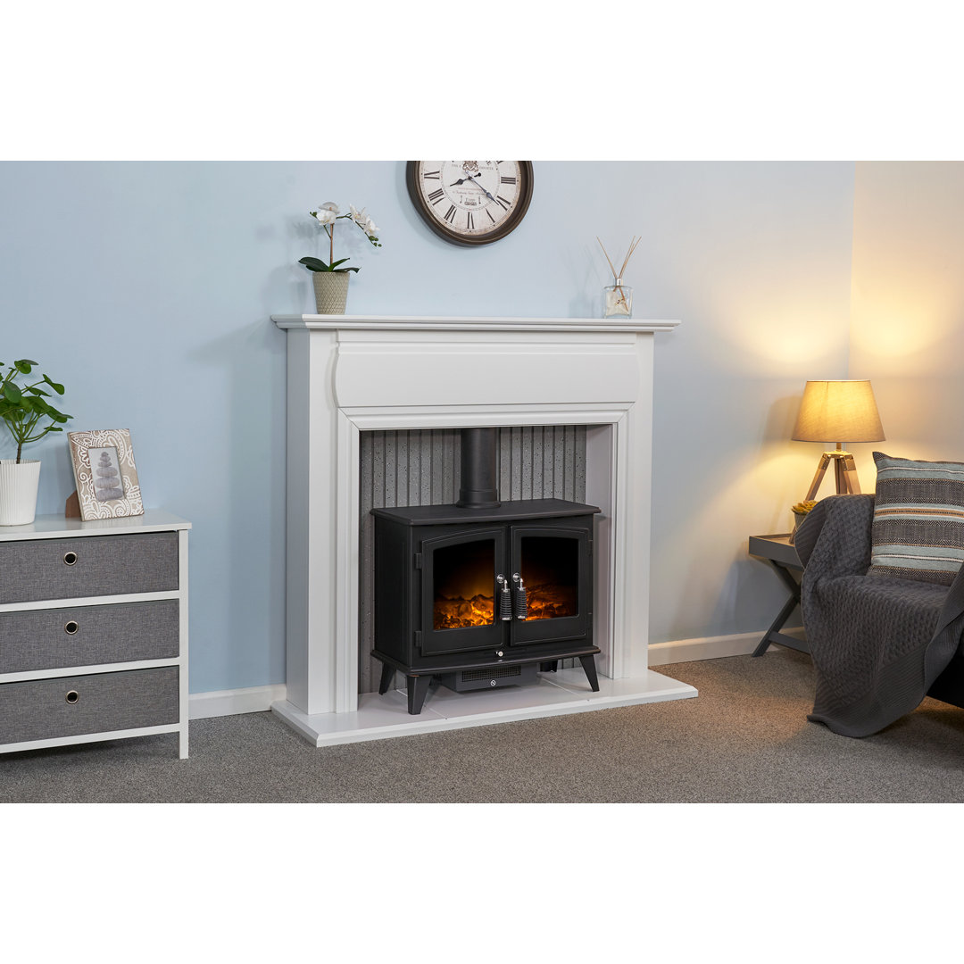 Florence Adam 121.5cm W Pure White & Grey Electric Electric Fireplace Suite with 6824.28 BTU