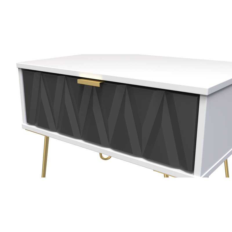 Baturhan 58cm W Manufactured Wood Bedside Table, Graphite/White