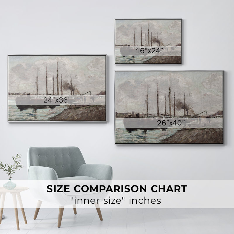 Impression nautique rétro sur toile CXCVII, Toile argentée avec cadre flottant, H 25 po x l 37 po x P 2 po