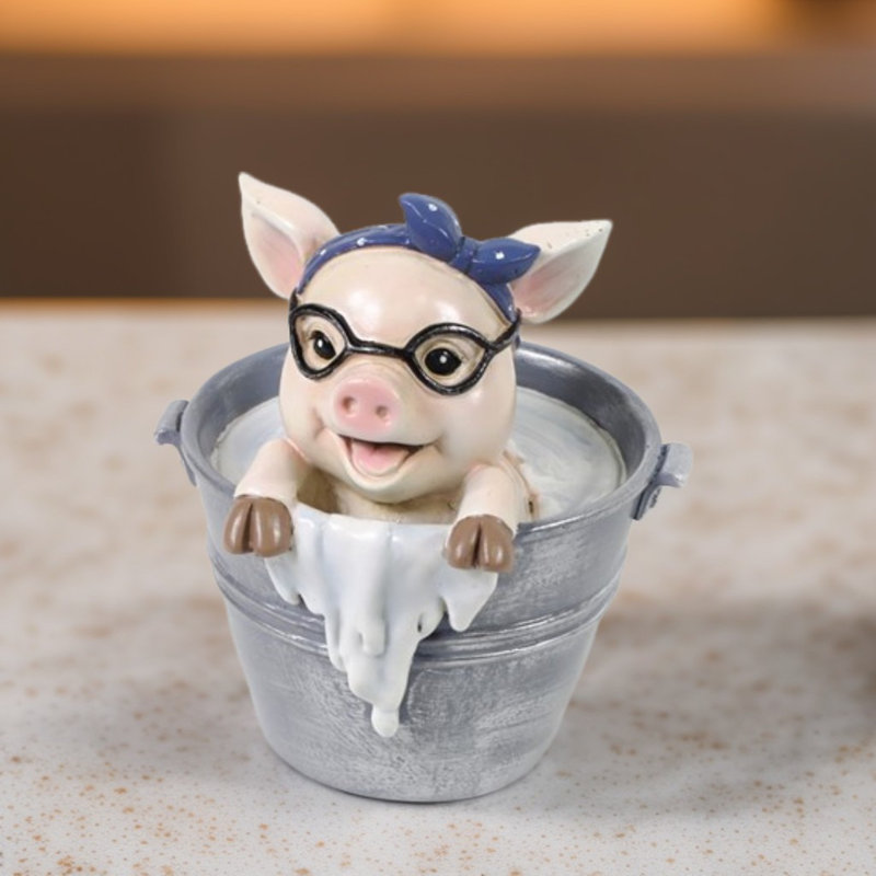 6.75"H Pig with Glasses Figurine