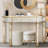 Half-Moon Mirrored Console Table With Fluted Glass And Crystal Knob Drawer, A Versatile And Elegant Addition To Any Home Interior-627337869