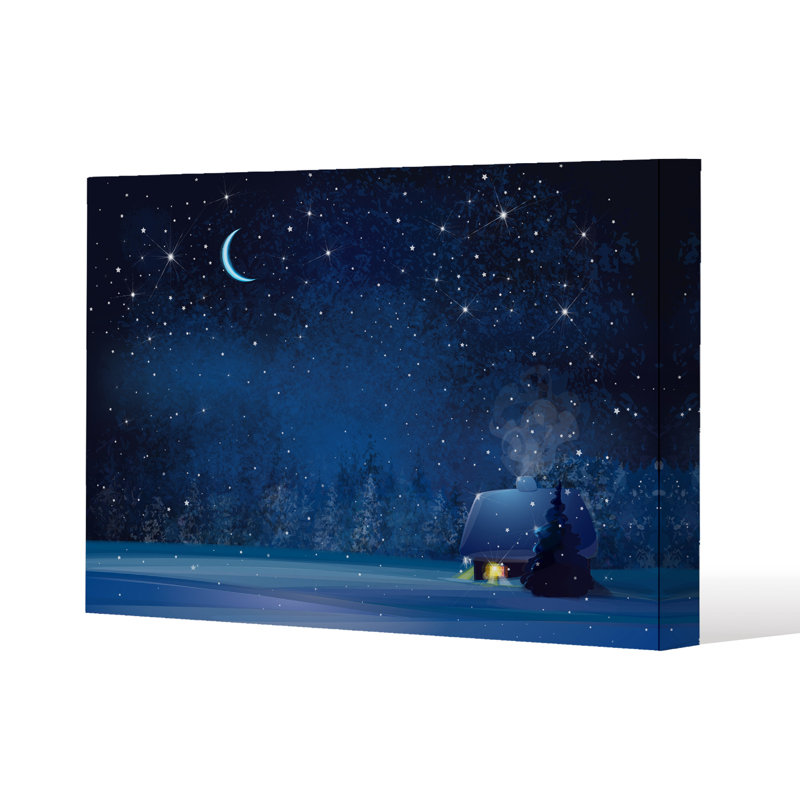 Night Winter Landscape - Wrapped Canvas Print, 114cm H x 114cm W