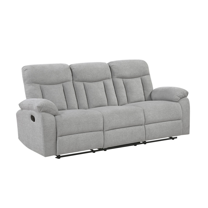 Canapé Juma, 3 places, accoudoirs moelleux, chenille grise touffetée