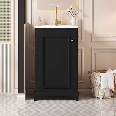Meuble-lavabo avec porte en céramique 20 po, meuble-lavabo avec porte