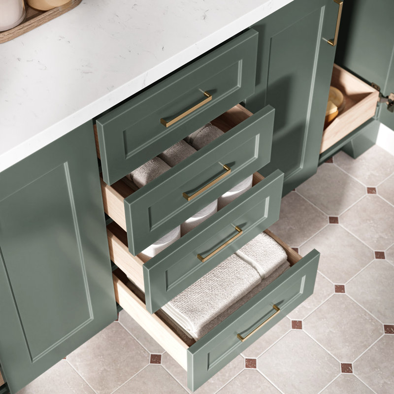 72" Double Bathroom Vanity Base Only, Vintage Green