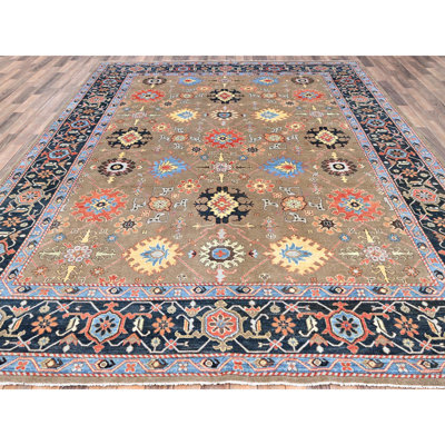 9'x11'9" Brown Wool Hand Knotted Seeripe Heris Design Oriental Rug 9607BFF1DF3A4260BA22265B50892E8A