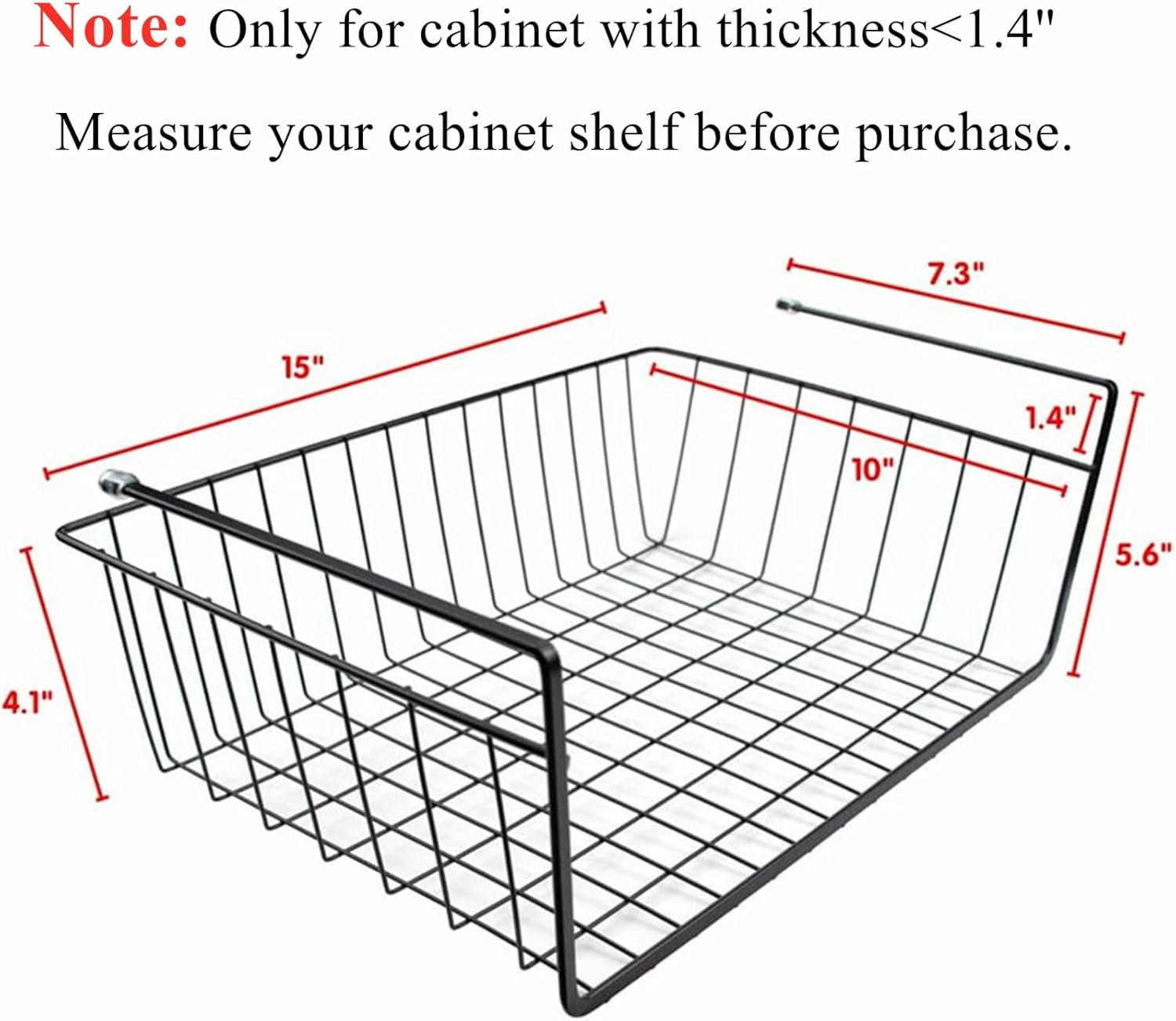 Mint Pantry 2 Pack Black Under Shelf Wire Basket, Hanging Storage ...