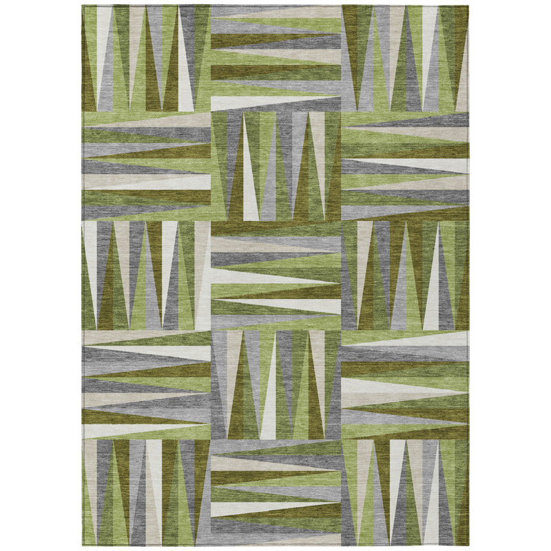Azura Green Washable Indoor-Outdoor Rug - , 10' x 14'