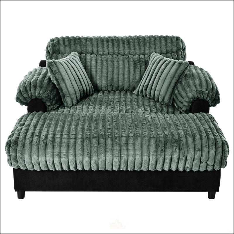 Canapé moderne avec méridienne 62 po Cloud, Green faux fur