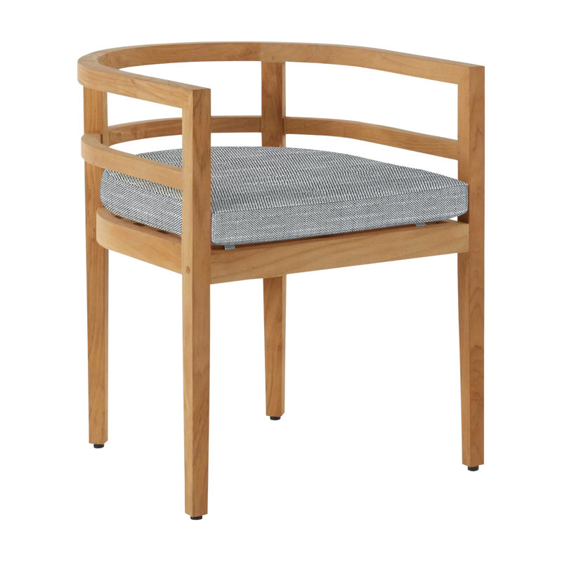 Santa Barbara Patio Dining Armchair with Cushions, Rollo Chambray, Natural Teak, No Welt