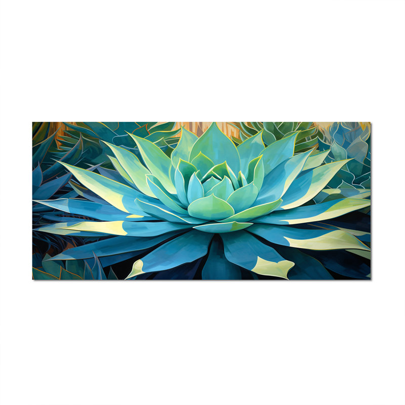 «Green Succulents Majestic Agave II - Succulent», art mural, Toile tendue, H 28 po x l 60 po x P 1,5 po