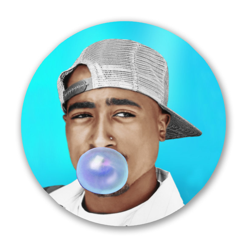 Bubblegum Tupac Print by N Perez, Aluminum, 24" H x 24" W x 2.5" D
