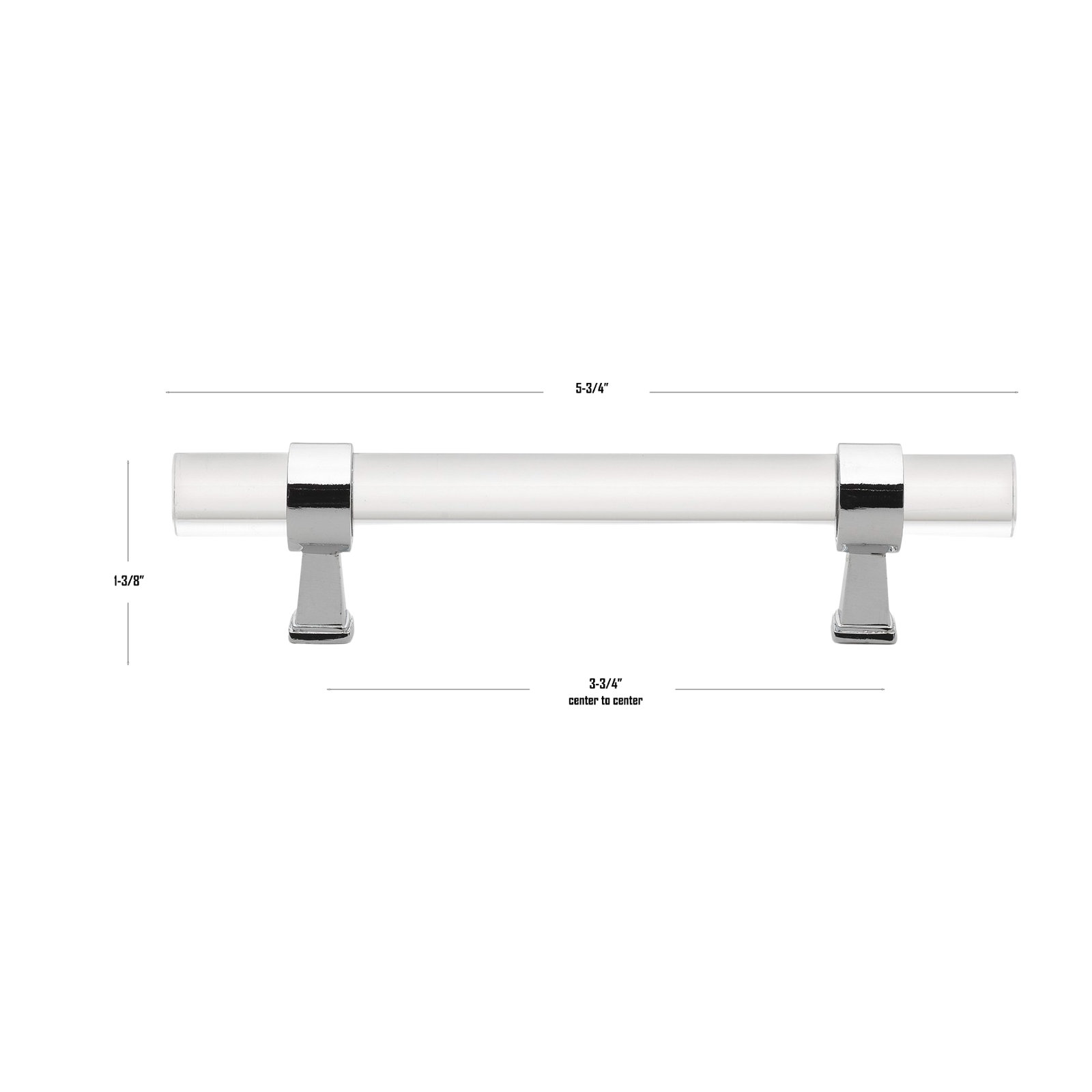Center to Center Acrylic Bar Pull, Polished Chrome, 3.75"