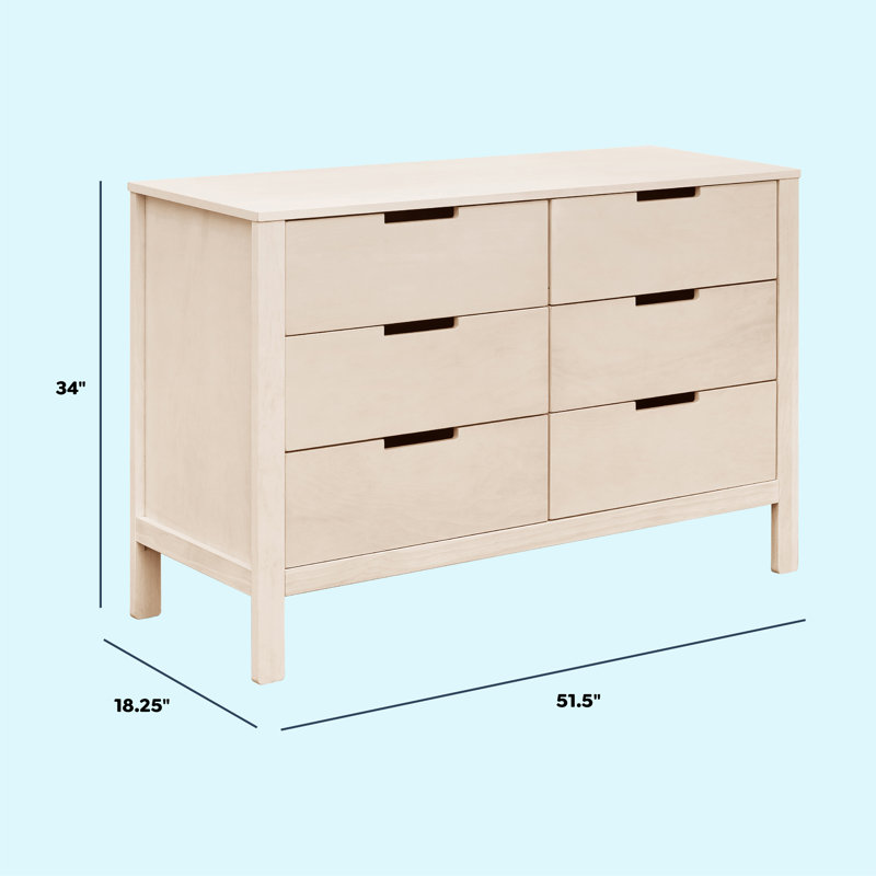 Commode double 6 tiroirs Colby, Naturel délavé