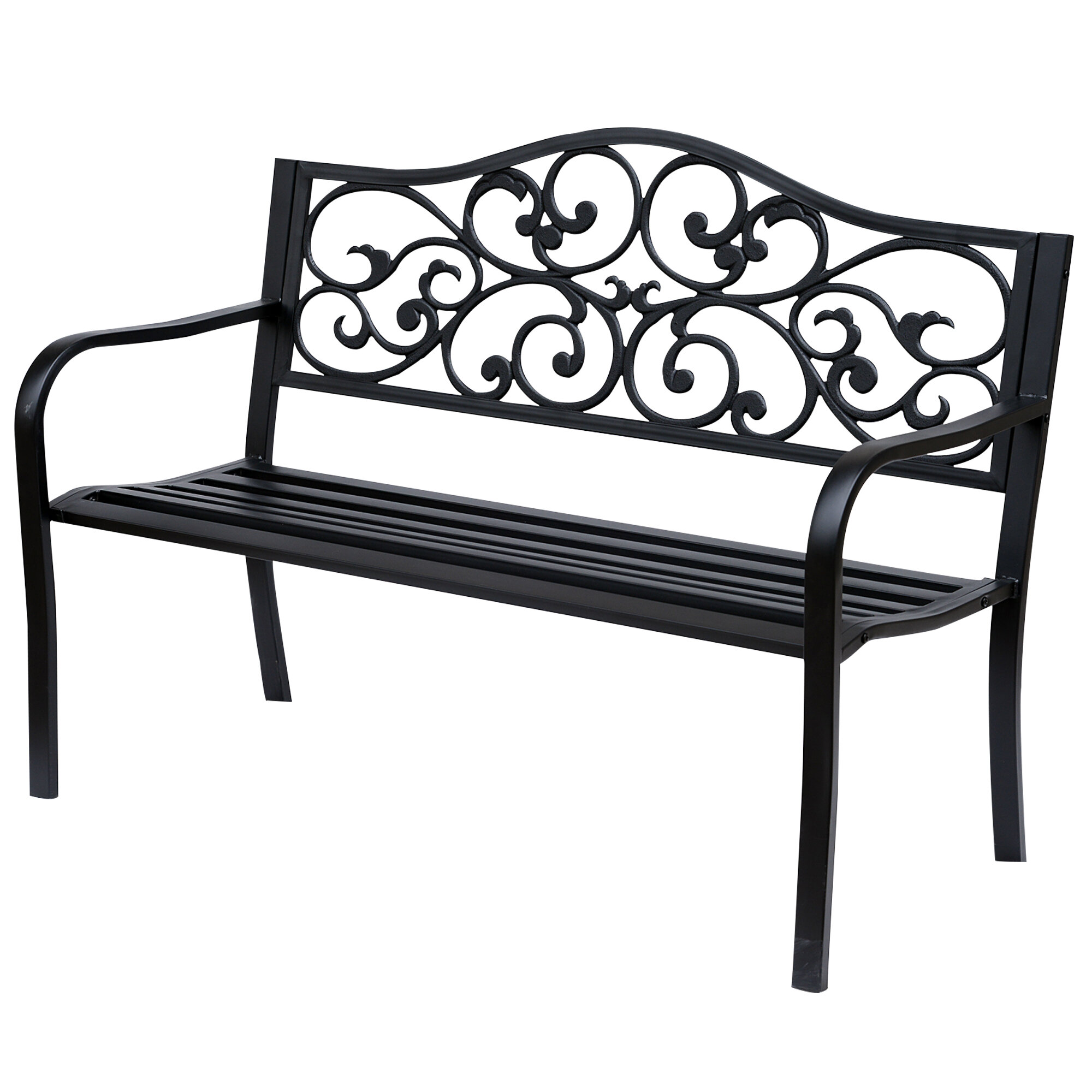 Winston Porter Ollayos Metal Outdoor Bench | Wayfair