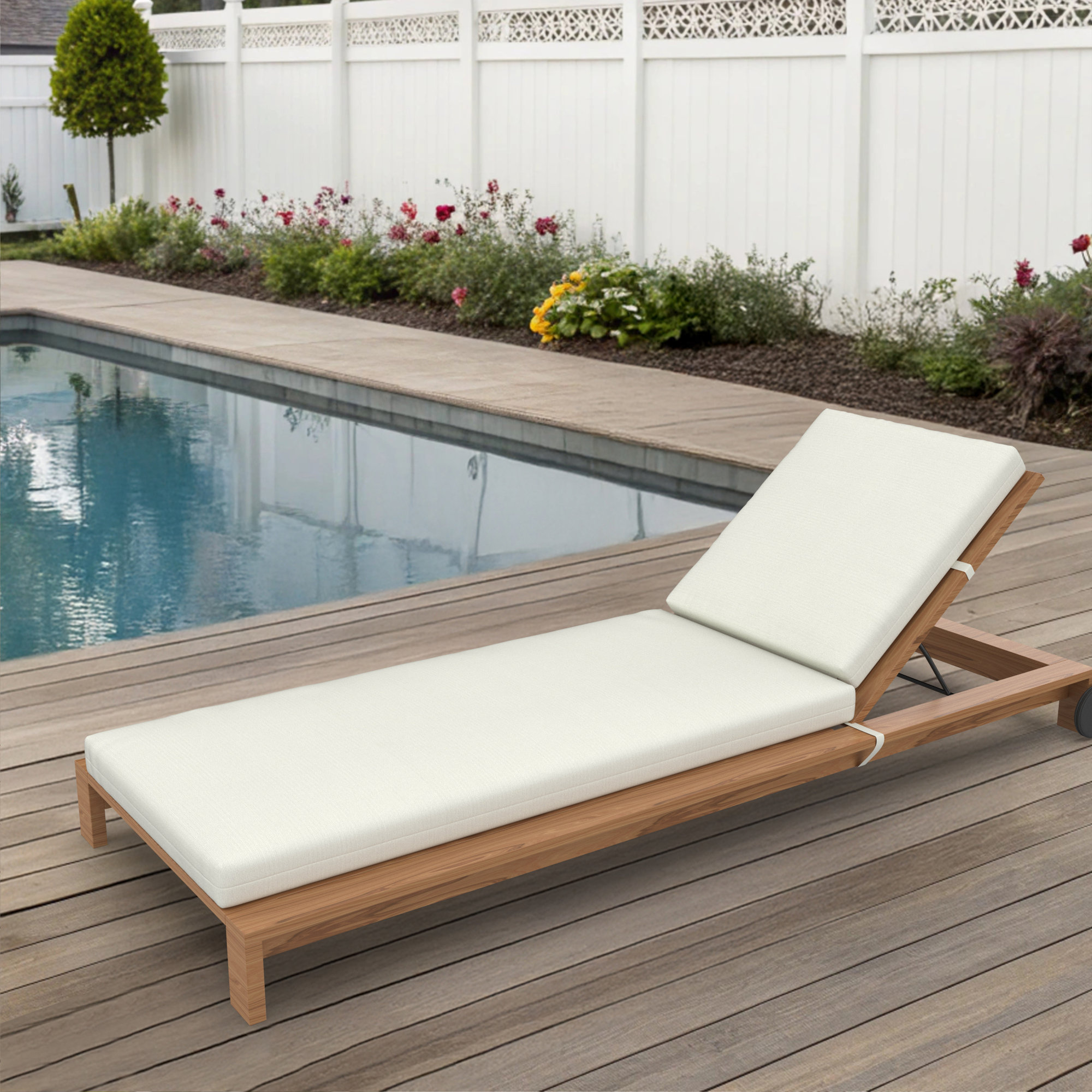 Outdoor Sunbrella® Chaise Lounge Cushion, Canvas Natural Sunbrella® Canvas, 3.5" H x 24.5" W x 52.5"D