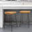 Set of Two 25" Natural And Black Steel Backless Counter Height Bar Chairs