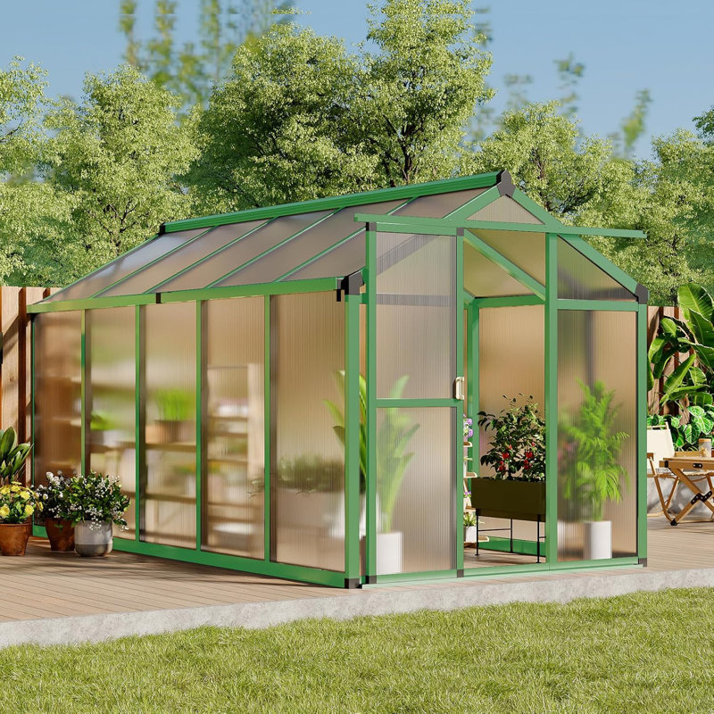 Polycarbonate Greenhouse, Winter Greenhouses For Outdoors,Outdoor Greenhouse With Roof Air Vent, Heavy Duty Walk-In Aluminum Green House For Outside Garden Backyard