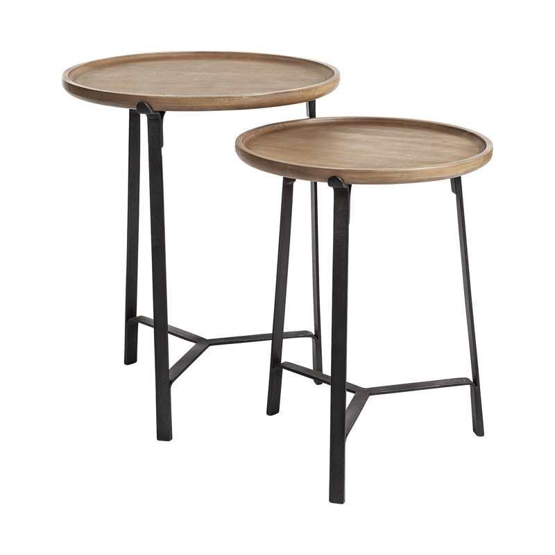 Table de bout ronde 24 "en bois massif brun