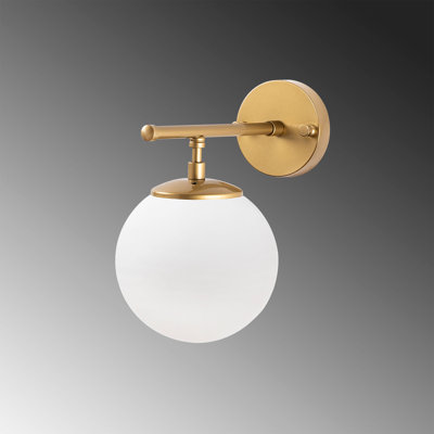 Lampe murale moderne or, corps en métal et capuchon en verre, 9,8 po x 9,4 po x 9,4 po | Douille E14, 40 W maximum | Design scandinave élégant, parfait pour le salon ou la chambre à coucher, plaque de base en métal durable, luminaire élégant
